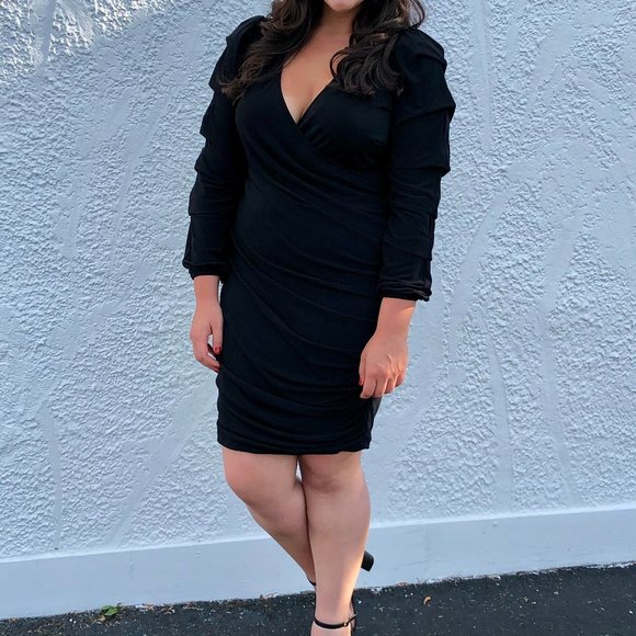 New Without Tags Monif C Rouched Black Dress - Picture 1 of 4